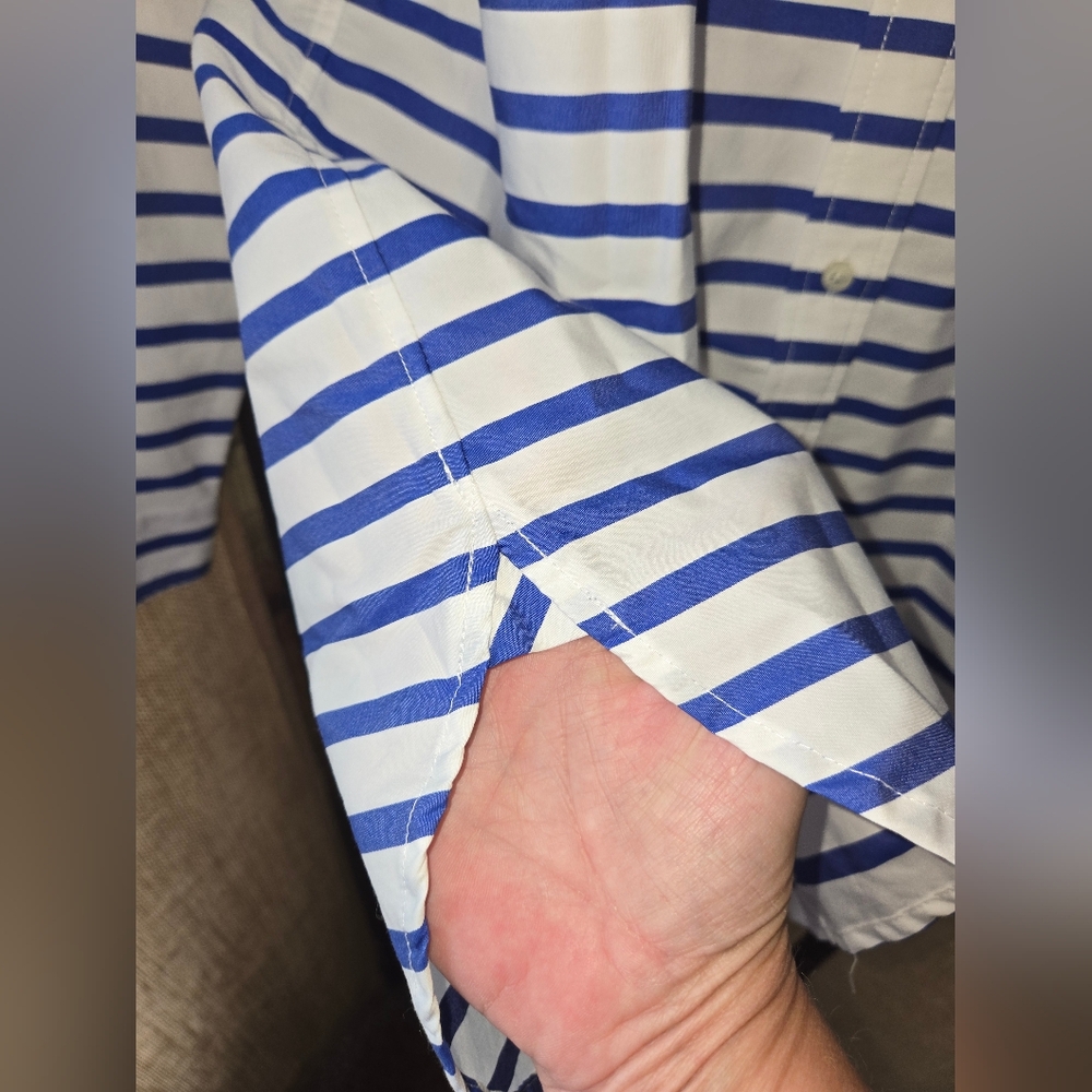 Women's Ralph Lauren Green Lable Blue and White Striped Shirt Size Large - Picture 7 of 12
